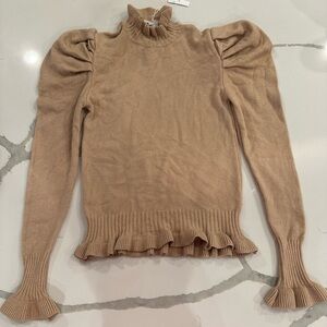 Elegant Tan Ruffle Sweater